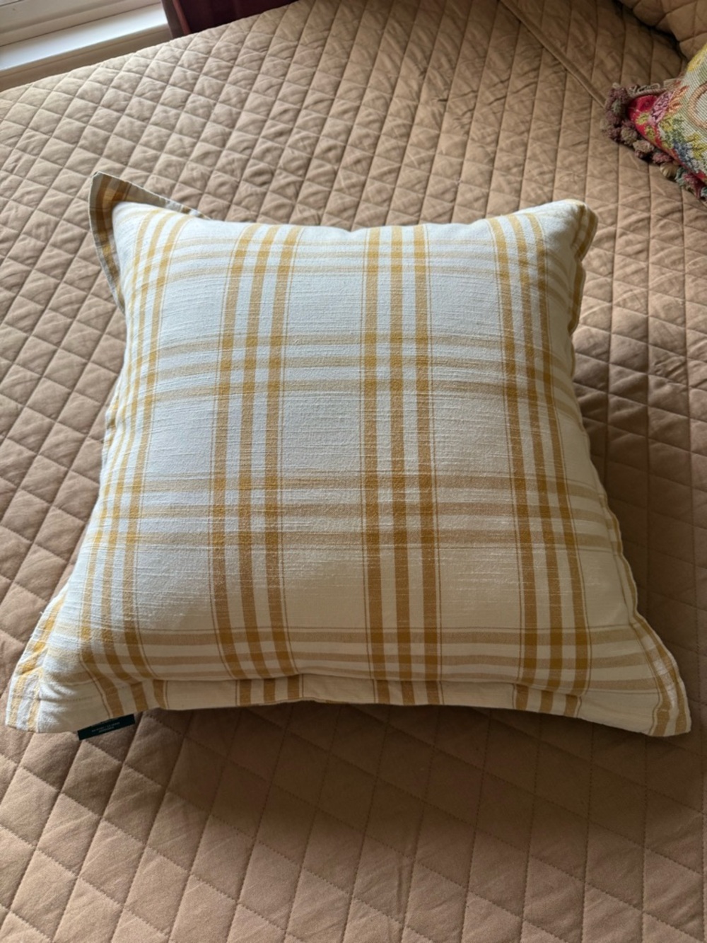 Ralph Lauren Yellow and White Plaid Accent Pillow